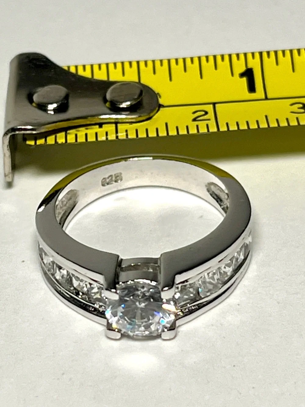 Vintage Cathedral-Style Cubic Zirconia Sterling Silver 925 Mounted Ring | Size 9